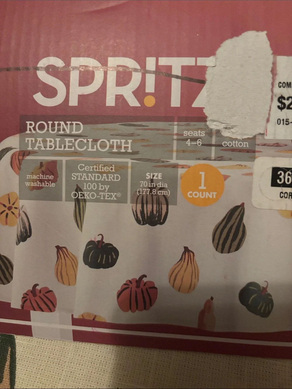 Table cloth new -round harvest design seats 4-6 -  cotton machine washable